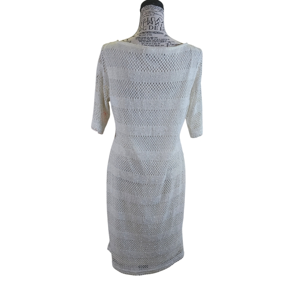 Cream Knit Midi Crochet Dress - Picture 3 of 7